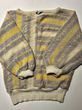 Cotton blend knit sweater, Joani Rome geometric wave pattern.
